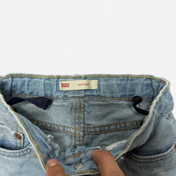 Levi’s 511 Slim Kids Denim Shorts Size 5 Light Wash Distressed - Picture 5 of 6